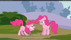 Size: 1920x1080 | Tagged: safe, screencap, pinkie pie, earth pony, pony, too many pinkie pies, clone, pinkie clone, youtube caption