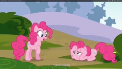 Size: 1920x1080 | Tagged: safe, screencap, pinkie pie, earth pony, pony, too many pinkie pies, clone, pinkie clone, youtube caption