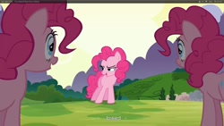 Size: 1920x1080 | Tagged: safe, screencap, pinkie pie, earth pony, pony, too many pinkie pies, clone, pinkie clone, youtube caption