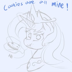 Size: 900x900 | Tagged: safe, artist:ab, princess celestia, alicorn, pony, cookie, eating, magic, solo