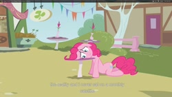 Size: 1920x1080 | Tagged: safe, screencap, pinkie pie, earth pony, pony, too many pinkie pies, female, mare, pink coat, pink mane, youtube caption