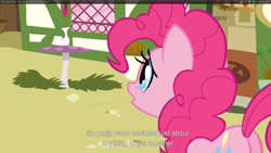 Size: 1920x1080 | Tagged: safe, screencap, pinkie pie, earth pony, pony, too many pinkie pies, female, mare, pink coat, pink mane, youtube caption