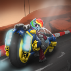 Size: 1080x1080 | Tagged: safe, artist:white-pwny, rainbow dash, pegasus, pony, extreme g, extreme-g, fanfic, motorcycle