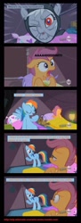 Size: 740x2030 | Tagged: safe, edit, edited screencap, screencap, olden pony, rainbow dash, scootaloo, pegasus, pony, sleepless in ponyville, alternate scenario, camping, comic, female, filly, hub logo, implied bedwetting, mare, nightmare, screencap comic, urine