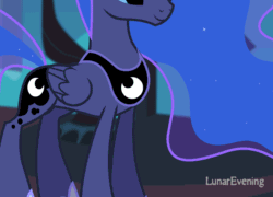 Size: 1268x911 | Tagged: safe, artist:lunarevening, princess luna, alicorn, pony, animated, blinking, cute, gif, lunabetes, smiling, solo, standing