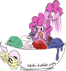 Size: 500x539 | Tagged: safe, artist:inzuki, fluttershy, pinkie pie, earth pony, pegasus, pony, 30 minute art challenge, ice cream