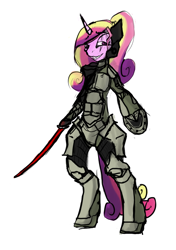 Size: 596x846 | Tagged: safe, artist:magello, princess cadance, pony, bipedal, clothes, colored, cosplay, costume, jetstream sam, metal gear, metal gear rising, solo