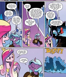 Size: 1391x1622 | Tagged: safe, artist:andypriceart, idw, princess cadance, radiant hope, alicorn, crystal pony, pony, unicorn, siege of the crystal empire, spoiler:comic, spoiler:comic36, cloak, clothes, comic, female, magic, mare, official comic, teleportation