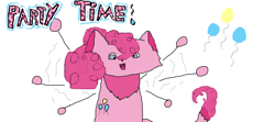 Size: 1024x455 | Tagged: safe, artist:imjaypaw, pinkie pie, cat, female, pink hair, simple background, solo, species swap