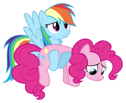 Size: 4471x3640 | Tagged: safe, artist:puetsua, pinkie pie, rainbow dash, earth pony, pegasus, pony, too many pinkie pies, carrying, simple background, transparent background, vector