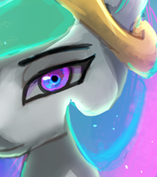 Size: 420x476 | Tagged: safe, artist:raikoh, princess celestia, alicorn, pony, bust, close-up, extreme close up, pixelated, portrait, solo