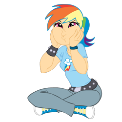 Size: 945x945 | Tagged: safe, artist:drewdini, artist:megasweet, rainbow dash, colored, converse, dashface, humanized, shoes, simple background, so awesome, solo, transparent background