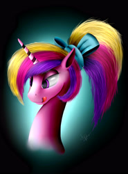 Size: 3104x4192 | Tagged: safe, artist:skitsroom, princess cadance, alicorn, pony, bust, portrait, solo, tongue out