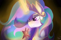 Size: 3000x2000 | Tagged: dead source, safe, artist:kmitangol, princess celestia, alicorn, pony, element of magic, female, implied twilestia, magic, mare, smiling, solo, telekinesis