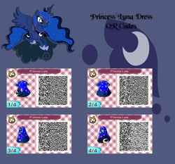 Size: 1080x1008 | Tagged: artist needed, source needed, safe, princess luna, alicorn, pony, animal crossing, qr code