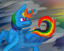 Size: 720x576 | Tagged: safe, artist:gamerlake, rainbow dash, pegasus, pony, blue coat, female, mare, multicolored mane