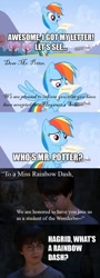 Size: 500x1384 | Tagged: safe, rainbow dash, pegasus, pony, comic, crossover, exploitable meme, harry potter, letter meme