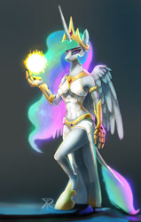 Size: 800x1261 | Tagged: safe, artist:raikoh, princess celestia, anthro, unguligrade anthro, solo, tangible heavenly object