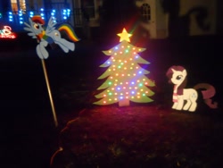 Size: 960x720 | Tagged: safe, artist:cardcaptorkatara, rainbow dash, rarity, pegasus, pony, unicorn, christmas, christmas tree, papercraft, photo, tree