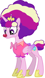 Size: 1784x3057 | Tagged: safe, artist:megarainbowdash2000, princess cadance, alicorn, pony, the cutie re-mark, afro, alternate timeline, chaotic timeline, clown nose, clowndance, cute, cutedance, simple background, solo, transparent background, vector