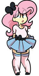 Size: 1783x3399 | Tagged: safe, artist:befishproductions, fluttershy, equestria girls, bow, clothes, cute, shirt, shoes, simple background, skirt, socks, solo, thigh highs, transparent background