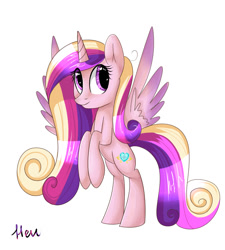 Size: 900x1000 | Tagged: safe, artist:heu-hey, princess cadance, alicorn, pony, rearing, simple background, solo, spread wings