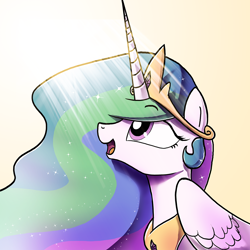 Size: 1400x1400 | Tagged: safe, artist:darkflame75, princess celestia, alicorn, pony, happy, looking up, open mouth, smiling, solo, sunlight