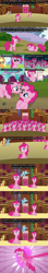 Size: 640x3600 | Tagged: safe, edit, edited screencap, screencap, pinkie pie, earth pony, pegasus, pony, too many pinkie pies, caption, clone, comic, female, imminent death, mare, meta, murder, pinkie clone, pinkie clone debate, pinkie tyrone, scared, screencap comic, sitting, text, theory, you know for kids