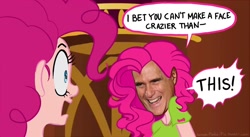 Size: 1280x699 | Tagged: safe, artist:glasmond, pinkie pie, too many pinkie pies, humanized, mitt romney, photo