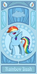 Size: 500x1000 | Tagged: safe, artist:roslik, rainbow dash, pegasus, pony, banner, cloud, modern art, nouveau, solo