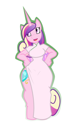 Size: 1062x1743 | Tagged: safe, artist:rubbermage, princess cadance, anthro, cheongsam, clothes, solo, wide hips