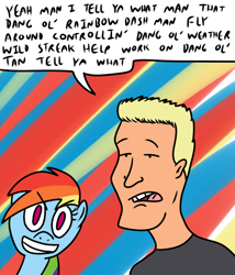 Size: 600x700 | Tagged: safe, artist:corwin, rainbow dash, human, boomhauer, crossover, king of the hill