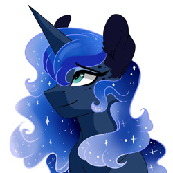 Size: 1024x1024 | Tagged: safe, artist:scarletskitty12, princess luna, alicorn, pony, cute, looking up, lunabetes, simple background, solo