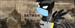 Size: 400x150 | Tagged: safe, artist:blackkiriin, rainbow dash, pegasus, pony, batman, crossover, parody