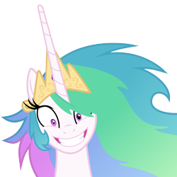 Size: 6000x6000 | Tagged: safe, artist:magister39, princess celestia, alicorn, pony, absurd resolution, female, grin, insanity, looking at you, mare, messy mane, mismatched eyes, rapeface, simple background, smiling, snaplestia, solo, transparent background, vector, wide eyes, yandere