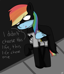 Size: 923x1075 | Tagged: safe, artist:converselover24, rainbow dash, pegasus, pony, batman, crossover, parody