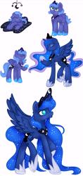 Size: 4270x9050 | Tagged: safe, artist:bewarethemusicman, princess luna, alicorn, pony, absurd resolution, age progression, crib mobile, filly, s1 luna, simple background, solo, white background, woona, younger