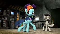 Size: 1366x768 | Tagged: safe, artist:superspy6, mare do well, rainbow dash, pegasus, pony, batman, crossover, gmod, parody