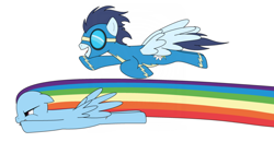 Size: 600x311 | Tagged: safe, artist:themagicpoints, rainbow dash, soarin', pegasus, pony, female, male, shipping, soarindash, straight