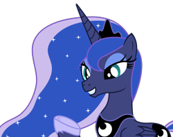 Size: 5306x4200 | Tagged: safe, artist:sketchmcreations, princess luna, alicorn, pony, to where and back again, absurd resolution, raised hoof, simple background, smiling, solo, transparent background, vector