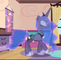Size: 390x382 | Tagged: safe, screencap, princess luna, alicorn, pony, for whom the sweetie belle toils, animated, animation error, cropped, dream walker luna, eyes closed, fabulous, frown, gif, horses doing horse things, loop, majestic, raised hoof, solo, stomping, transparent flesh