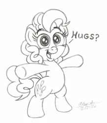 Size: 2876x3299 | Tagged: safe, artist:aleximusprime, pinkie pie, earth pony, pony, color me, cute, diapinkes, hug, sketch, solo