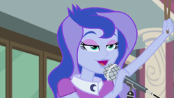 Size: 1280x720 | Tagged: safe, screencap, princess luna, vice principal luna, equestria girls, friendship games, friendship games bloopers, lidded eyes, open mouth, solo