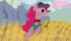 Size: 1540x890 | Tagged: safe, artist:papercamm, pinkie pie, earth pony, pony, female, mare, parody, pink coat, pink mane, red dead redemption