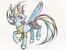 Size: 3496x2653 | Tagged: safe, artist:aqnichols, rainbow dash, pegasus, pony, blue coat, female, mare, multicolored mane