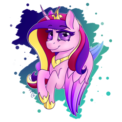 Size: 1250x1250 | Tagged: safe, artist:midnightsix3, princess cadance, alicorn, pony, crown, female, horn, mare, multicolored mane, solo