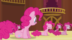 Size: 480x270 | Tagged: safe, screencap, pinkie pie, earth pony, pony, too many pinkie pies, animated, bouncing, clone, clones, female, mare, multeity, pinkie being pinkie, pinkie clone, pinkie physics, too much pink energy is dangerous