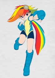 Size: 700x990 | Tagged: safe, artist:bleedman, rainbow dash, armpits, breasts, delicious flat chest, female, humanized