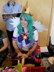 Size: 3456x4608 | Tagged: safe, artist:juu50x, artist:yami björk, princess celestia, human, cosplay, crystal fair con, finland, finlandia hall, indoors, irl, irl human, photo, smiling, solo