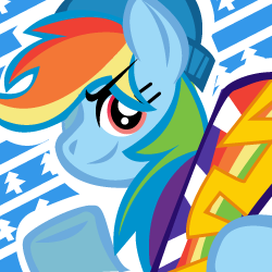 Size: 250x250 | Tagged: safe, artist:ladypixelheart, rainbow dash, pegasus, pony, christmas, smiling, snowboard